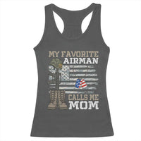 Proud Air Force Mom Racerback Tank Top My Favorite Airman Military Family Camo US Flag - Wonder Print Shop
