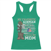 Proud Air Force Mom Racerback Tank Top My Favorite Airman Military Family Camo US Flag - Wonder Print Shop