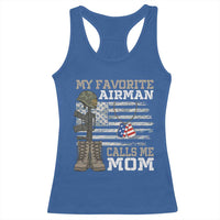 Proud Air Force Mom Racerback Tank Top My Favorite Airman Military Family Camo US Flag - Wonder Print Shop