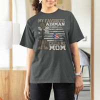 Proud Air Force Mom T Shirt For Women My Favorite Airman Military Family Camo US Flag - Wonder Print Shop