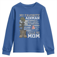Proud Air Force Mom Youth Sweatshirt My Favorite Airman Military Family Camo US Flag - Wonder Print Shop