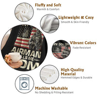 Proud Air Force Mom Throw Blanket My Soldier Airman Calls Me Mom US Flag - Wonder Print Shop