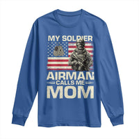 Proud Air Force Mom Long Sleeve Shirt My Soldier Airman Calls Me Mom US Flag - Wonder Print Shop