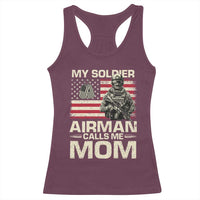 Proud Air Force Mom Racerback Tank Top My Soldier Airman Calls Me Mom US Flag - Wonder Print Shop