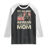 Proud Air Force Mom Raglan Shirt My Soldier Airman Calls Me Mom US Flag - Wonder Print Shop