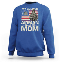 Proud Air Force Mom Sweatshirt My Soldier Airman Calls Me Mom US Flag - Wonder Print Shop