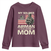 Proud Air Force Mom Youth Sweatshirt My Soldier Airman Calls Me Mom US Flag - Wonder Print Shop