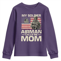Proud Air Force Mom Youth Sweatshirt My Soldier Airman Calls Me Mom US Flag - Wonder Print Shop