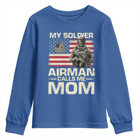 Proud Air Force Mom Youth Sweatshirt My Soldier Airman Calls Me Mom US Flag - Wonder Print Shop