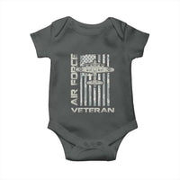 Air Force Veteran Baby Onesie Vintage Camo USA Flag Veterans - Wonder Print Shop