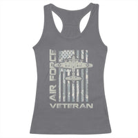Air Force Veteran Racerback Tank Top Vintage Camo USA Flag Veterans - Wonder Print Shop