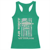 Air Force Veteran Racerback Tank Top Vintage Camo USA Flag Veterans - Wonder Print Shop
