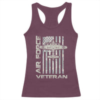 Air Force Veteran Racerback Tank Top Vintage Camo USA Flag Veterans - Wonder Print Shop
