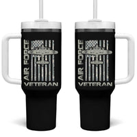 Air Force Veteran Tumbler With Handle Vintage Camo USA Flag Veterans - Wonder Print Shop