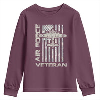 Air Force Veteran Youth Sweatshirt Vintage Camo USA Flag Veterans - Wonder Print Shop
