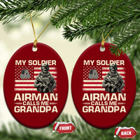 Proud Air Force Grandpa Ceramic Ornament My Soldier Airman Calls Me Grandpa US Flag - Wonder Print Shop