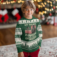Proud Air Force Grandpa Ugly Christmas Sweater My Soldier Airman Calls Me Grandpa US Flag - Wonder Print Shop