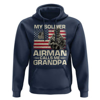 Proud Air Force Grandpa Hoodie My Soldier Airman Calls Me Grandpa US Flag - Wonder Print Shop