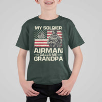 Proud Air Force Grandpa T Shirt For Kid My Soldier Airman Calls Me Grandpa US Flag - Wonder Print Shop