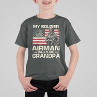 Proud Air Force Grandpa T Shirt For Kid My Soldier Airman Calls Me Grandpa US Flag - Wonder Print Shop