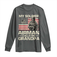 Proud Air Force Grandpa Long Sleeve Shirt My Soldier Airman Calls Me Grandpa US Flag - Wonder Print Shop