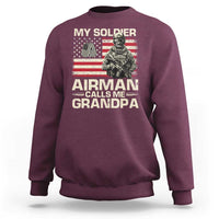 Proud Air Force Grandpa Sweatshirt My Soldier Airman Calls Me Grandpa US Flag - Wonder Print Shop