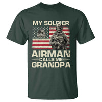 Proud Air Force Grandpa T Shirt My Soldier Airman Calls Me Grandpa US Flag - Wonder Print Shop
