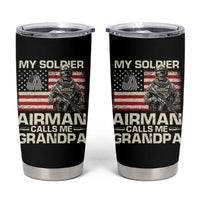 Proud Air Force Grandpa Tumbler Cup My Soldier Airman Calls Me Grandpa US Flag - Wonder Print Shop
