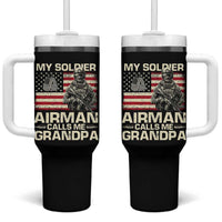 Proud Air Force Grandpa Tumbler With Handle My Soldier Airman Calls Me Grandpa US Flag - Wonder Print Shop