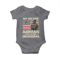 Proud Air Force Grandma Baby Onesie My Soldier Airman Calls Me Grandma US Flag - Wonder Print Shop