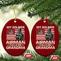 Proud Air Force Grandma Ceramic Ornament My Soldier Airman Calls Me Grandma US Flag - Wonder Print Shop