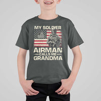 Proud Air Force Grandma T Shirt For Kid My Soldier Airman Calls Me Grandma US Flag - Wonder Print Shop