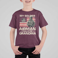 Proud Air Force Grandma T Shirt For Kid My Soldier Airman Calls Me Grandma US Flag - Wonder Print Shop