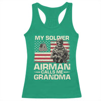 Proud Air Force Grandma Racerback Tank Top My Soldier Airman Calls Me Grandma US Flag - Wonder Print Shop