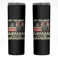 Proud Air Force Grandma Skinny Tumbler My Soldier Airman Calls Me Grandma US Flag - Wonder Print Shop