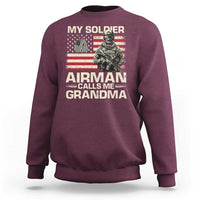 Proud Air Force Grandma Sweatshirt My Soldier Airman Calls Me Grandma US Flag - Wonder Print Shop