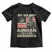 Proud Air Force Grandma Toddler T Shirt My Soldier Airman Calls Me Grandma US Flag - Wonder Print Shop