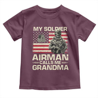 Proud Air Force Grandma Toddler T Shirt My Soldier Airman Calls Me Grandma US Flag - Wonder Print Shop