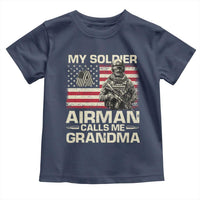 Proud Air Force Grandma Toddler T Shirt My Soldier Airman Calls Me Grandma US Flag - Wonder Print Shop