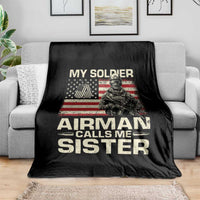 Proud Air Force Sister Throw Blanket My Soldier Airman Calls Me Sister US Flag - Wonder Print Shop