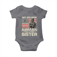 Proud Air Force Sister Baby Onesie My Soldier Airman Calls Me Sister US Flag - Wonder Print Shop