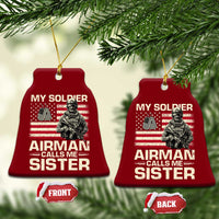 Proud Air Force Sister Ceramic Ornament My Soldier Airman Calls Me Sister US Flag - Wonder Print Shop