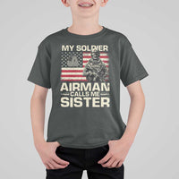 Proud Air Force Sister T Shirt For Kid My Soldier Airman Calls Me Sister US Flag - Wonder Print Shop