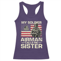 Proud Air Force Sister Racerback Tank Top My Soldier Airman Calls Me Sister US Flag - Wonder Print Shop