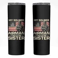 Proud Air Force Sister Skinny Tumbler My Soldier Airman Calls Me Sister US Flag - Wonder Print Shop