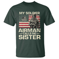 Proud Air Force Sister T Shirt My Soldier Airman Calls Me Sister US Flag - Wonder Print Shop