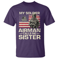 Proud Air Force Sister T Shirt My Soldier Airman Calls Me Sister US Flag - Wonder Print Shop
