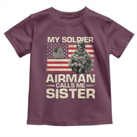 Proud Air Force Sister Toddler T Shirt My Soldier Airman Calls Me Sister US Flag - Wonder Print Shop