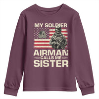 Proud Air Force Sister Youth Sweatshirt My Soldier Airman Calls Me Sister US Flag - Wonder Print Shop