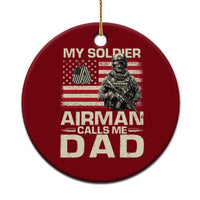 Proud Air Force Dad Ceramic Ornament My Soldier Airman Calls Me Dad US Flag - Wonder Print Shop